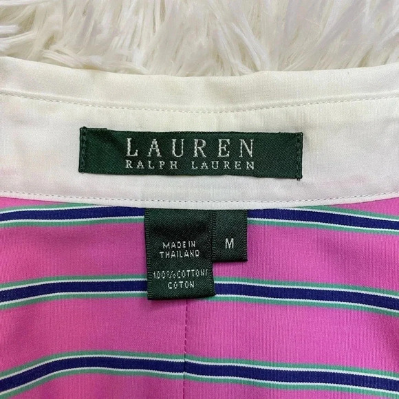 Lauren Ralph Lauren pink and blue stripped button down shirt size medium - Picture 5 of 7